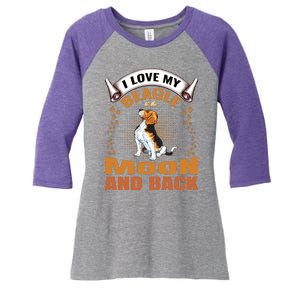 I Love My Beagle To The Moon and Back Women's Tri-Blend 3/4-Sleeve Raglan Shirt