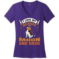 I Love My Beagle To The Moon and Back Women's V-Neck T-Shirt