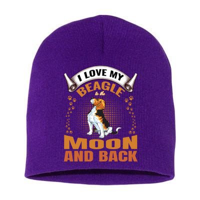 I Love My Beagle To The Moon and Back Short Acrylic Beanie