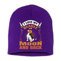 I Love My Beagle To The Moon and Back Short Acrylic Beanie