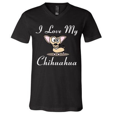 I Love My Chihuahua V-Neck T-Shirt