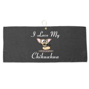 I Love My Chihuahua Large Microfiber Waffle Golf Towel