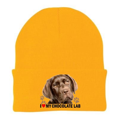 I Love My Chocolate Lab Knit Cap Winter Beanie