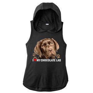 I Love My Chocolate Lab Ladies PosiCharge Tri-Blend Wicking Draft Hoodie Tank