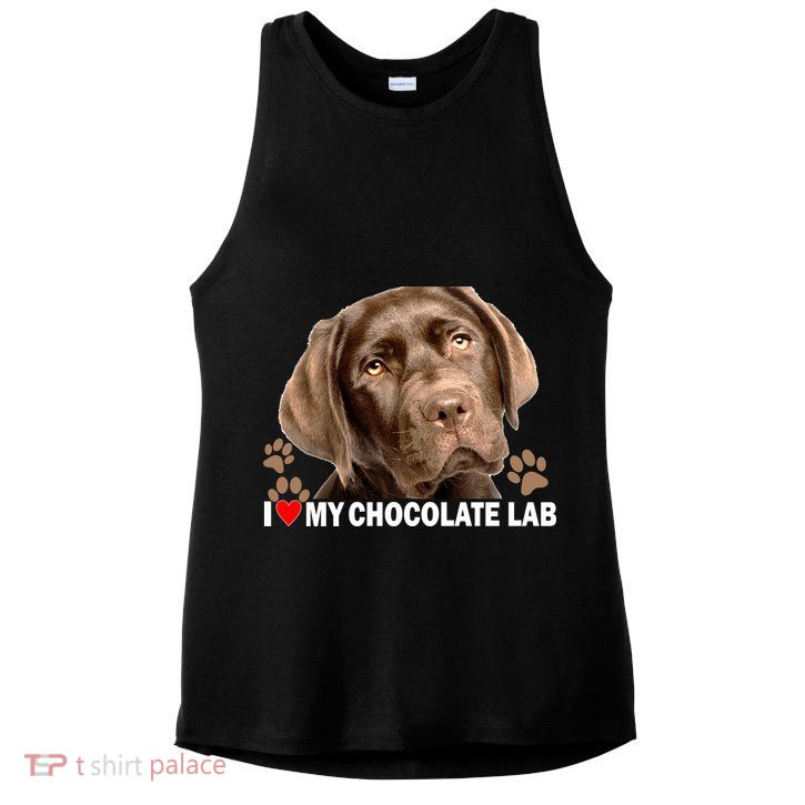 I Love My Chocolate Lab Ladies PosiCharge Tri-Blend Wicking Tank