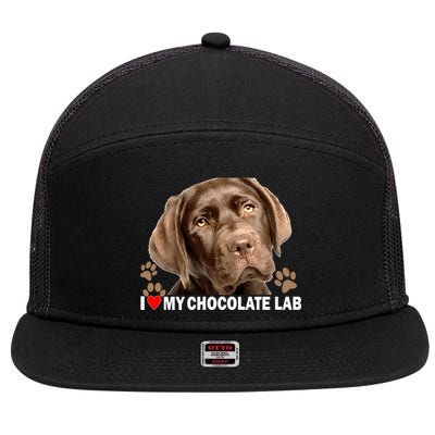 I Love My Chocolate Lab 7 Panel Mesh Trucker Snapback Hat