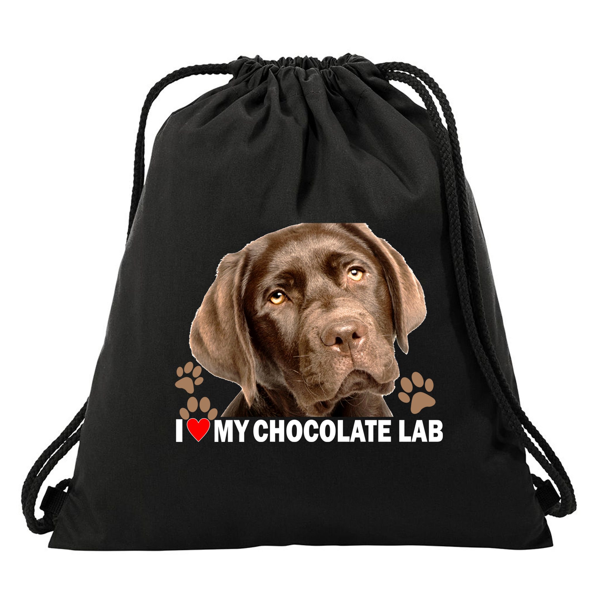 I Love My Chocolate Lab Drawstring Bag