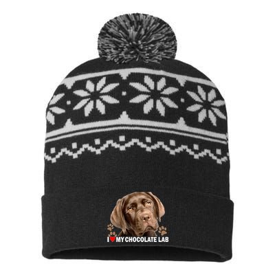 I Love My Chocolate Lab USA-Made Snowflake Beanie