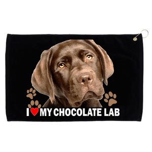 I Love My Chocolate Lab Grommeted Golf Towel