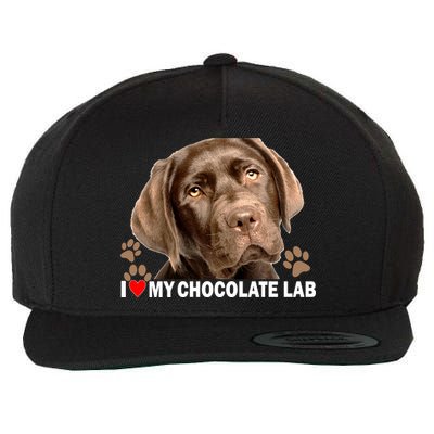 I Love My Chocolate Lab Wool Snapback Cap