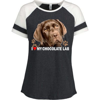 I Love My Chocolate Lab Enza Ladies Jersey Colorblock Tee