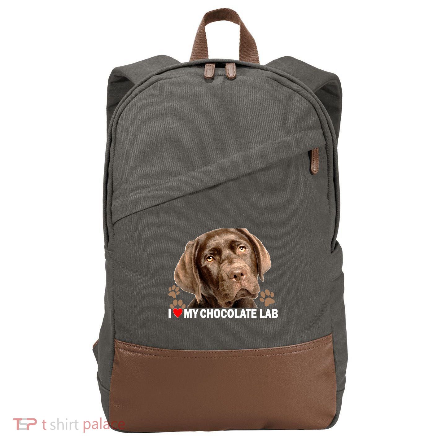 I Love My Chocolate Lab Cotton Canvas Backpack