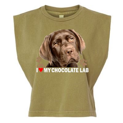 I Love My Chocolate Lab Garment-Dyed Women's Muscle Tee