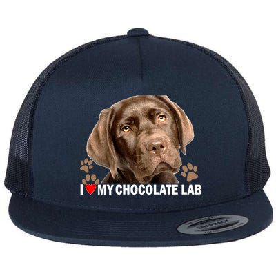 I Love My Chocolate Lab Flat Bill Trucker Hat