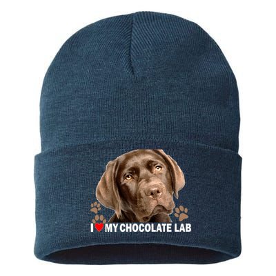 I Love My Chocolate Lab Sustainable Knit Beanie