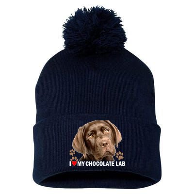 I Love My Chocolate Lab Pom Pom 12in Knit Beanie