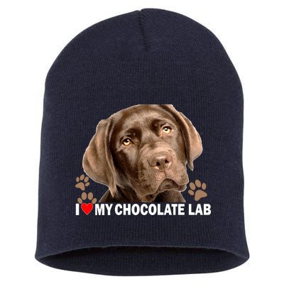 I Love My Chocolate Lab Short Acrylic Beanie