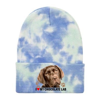 I Love My Chocolate Lab Tie Dye 12in Knit Beanie