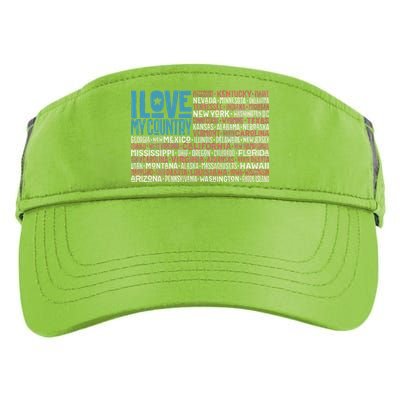 I Love My Country USA State Flag Adult Drive Performance Visor