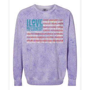 I Love My Country USA State Flag Colorblast Crewneck Sweatshirt