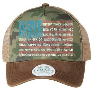 I Love My Country USA State Flag Legacy Tie Dye Trucker Hat