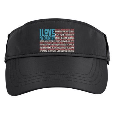 I Love My Country USA State Flag Adult Drive Performance Visor