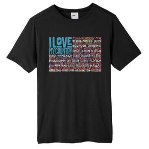 I Love My Country USA State Flag Tall Fusion ChromaSoft Performance T-Shirt