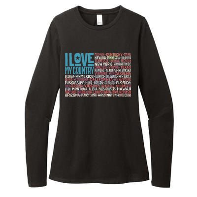 I Love My Country USA State Flag Womens CVC Long Sleeve Shirt