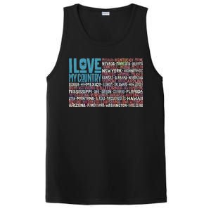 I Love My Country USA State Flag PosiCharge Competitor Tank