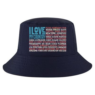 I Love My Country USA State Flag Cool Comfort Performance Bucket Hat