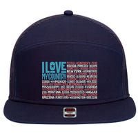 I Love My Country USA State Flag 7 Panel Mesh Trucker Snapback Hat