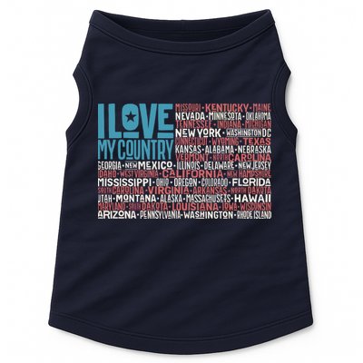 I Love My Country USA State Flag Doggie Tank
