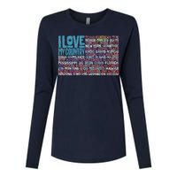 I Love My Country USA State Flag Womens Cotton Relaxed Long Sleeve T-Shirt