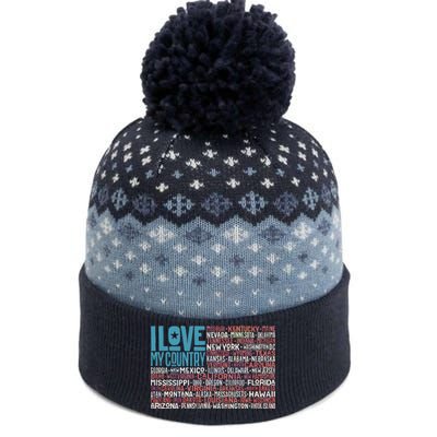 I Love My Country USA State Flag The Baniff Cuffed Pom Beanie