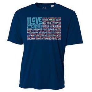 I Love My Country USA State Flag Cooling Performance Crew T-Shirt