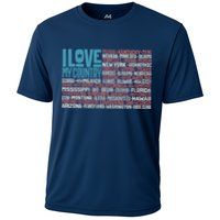 I Love My Country USA State Flag Cooling Performance Crew T-Shirt