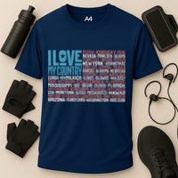 I Love My Country USA State Flag Cooling Performance Crew T-Shirt