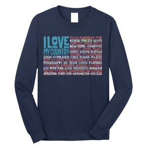 I Love My Country USA State Flag Long Sleeve Shirt