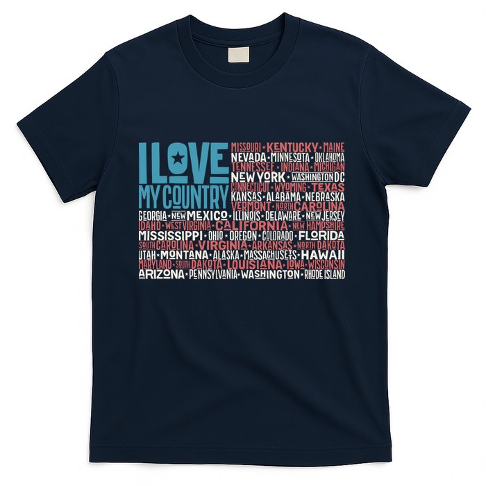 I Love My Country USA State Flag T-Shirt