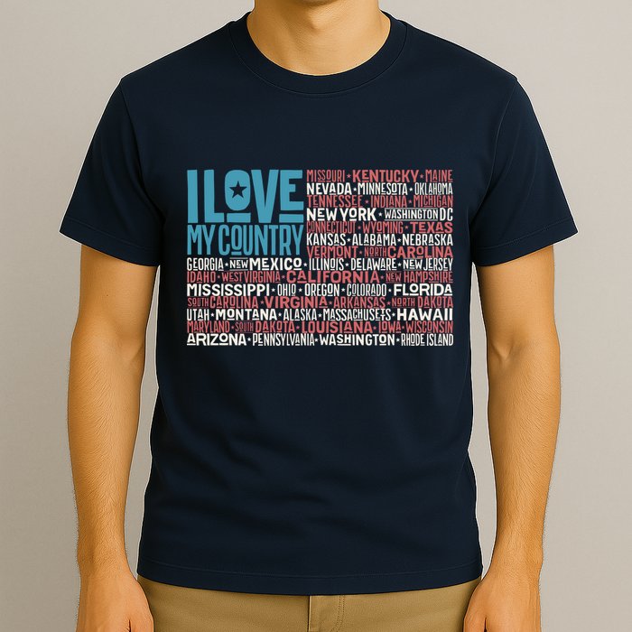 I Love My Country USA State Flag T-Shirt