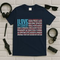 I Love My Country USA State Flag T-Shirt
