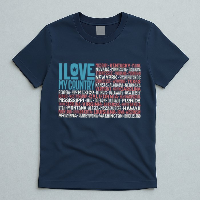 I Love My Country USA State Flag T-Shirt