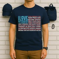 I Love My Country USA State Flag T-Shirt