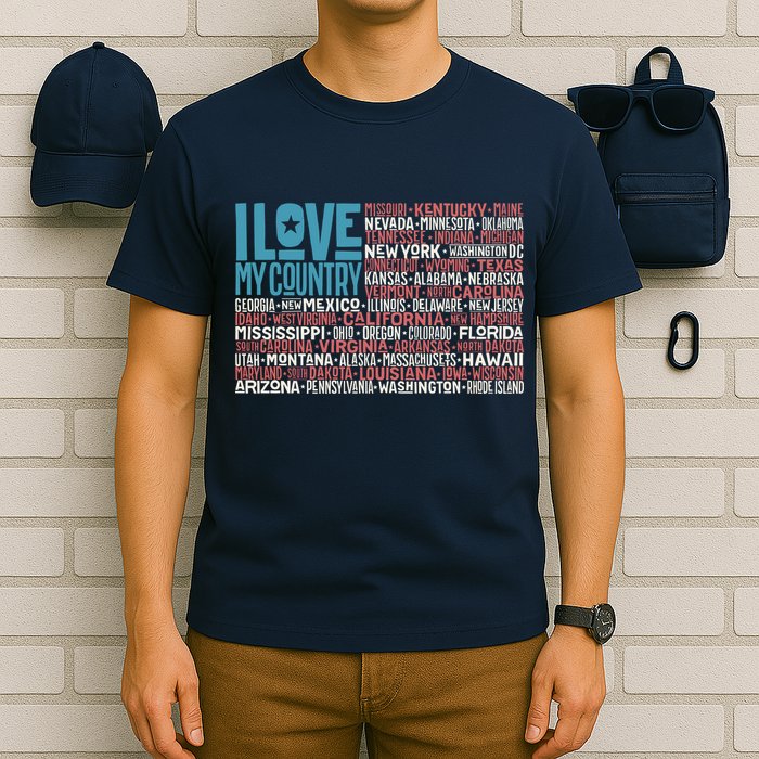 I Love My Country USA State Flag T-Shirt