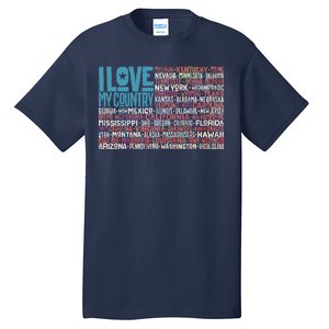 I Love My Country USA State Flag Tall T-Shirt