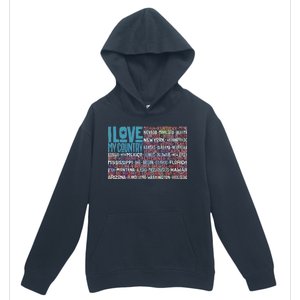 I Love My Country USA State Flag Urban Pullover Hoodie