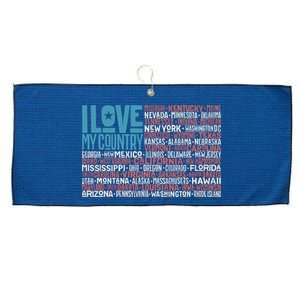 I Love My Country USA State Flag Large Microfiber Waffle Golf Towel