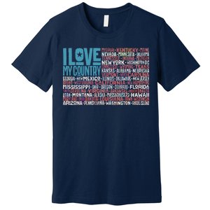 I Love My Country USA State Flag Premium T-Shirt