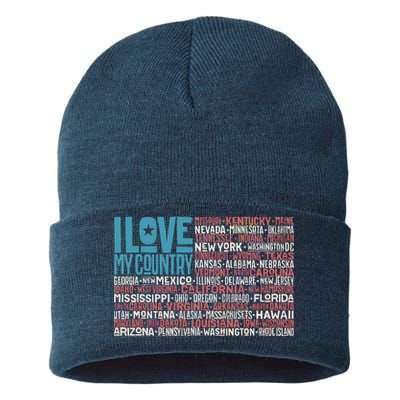 I Love My Country USA State Flag Sustainable Knit Beanie