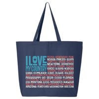 I Love My Country USA State Flag 25L Jumbo Tote